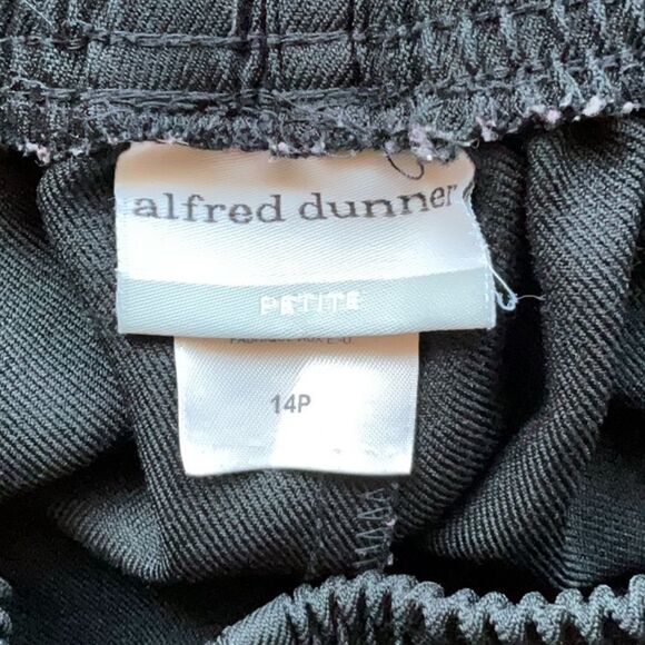 Alfred Dunner Black Straight Leg Pants Women 14P Elastic Waist Polyester Trouser - Picture 3 of 7